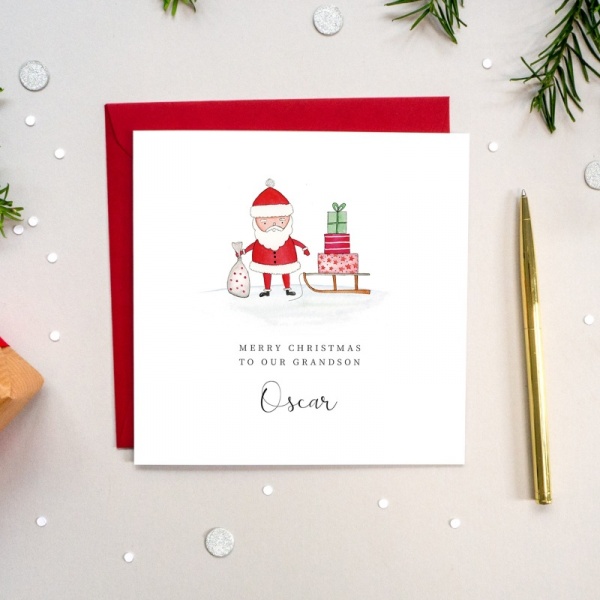 Personalised Childrens Santa Christmas Card - Grandson, Son, Daughter, Nephew, Neice